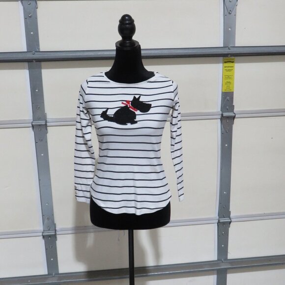 BOGO Charter Club Women Striped Beaded Scotty Dog Whimsey Fashion Macy's - Picture 1 of 8